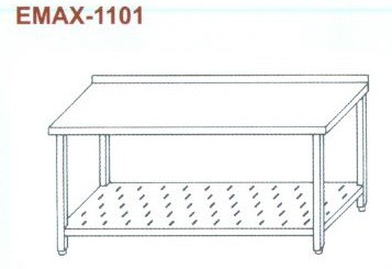 Munkaasztal perforált alsó polccal, hátsó felhajtással Emax-1101 KR 1100×700×850