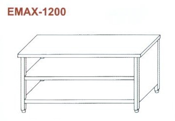Munkaasztal 3 oldalon zárt, elől nyitott, alsó és közbenső polccal Emax-1200 KR 1100×700×850
