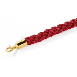Kordonkötél, fonott, piros, arany színű akasztóval, 250x3,2 cm