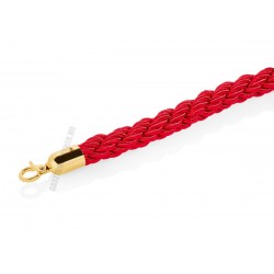 Kordonkötél, fonott, piros, arany színű akasztóval, 150x2,8 cm