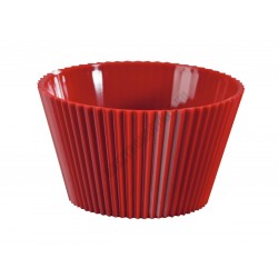 Pohárkrém-desszert tégely, bordázott piros, 120 ml, 76x43 mm, műanyag
