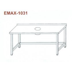 Munkaasztal hulladékledobó nyílással, lábösszekötővel, hátsó felhajtással Emax-1031 KR 1000×700×850