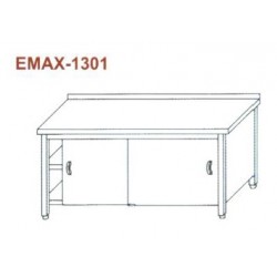 Munkaasztal 3 oldalon zárt, elől tolóajtó, alsó és közbenső polccal, hátsó felhajtással Emax-1301 KR 1200×700×850